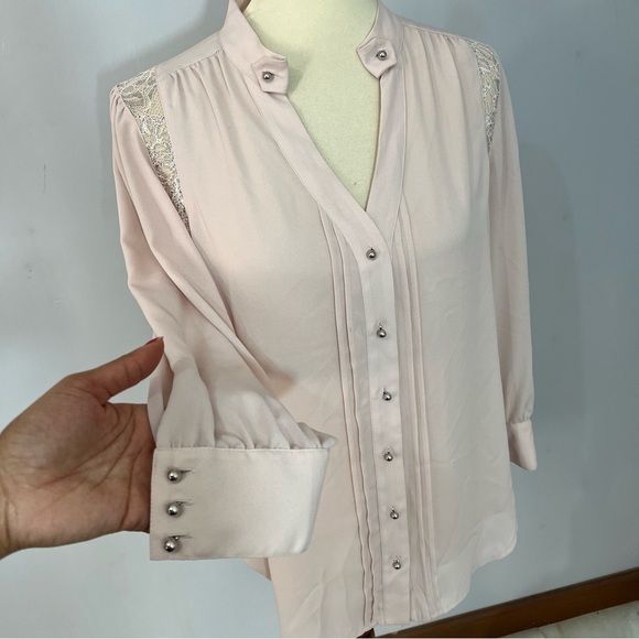Anthropologie Moulinette Soeurs Coquette Lace Blouse Pink Top Girly Career Date - Picture 4 of 15